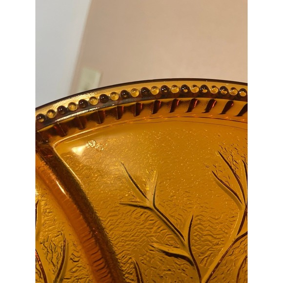 Vintage Amber Glass Deviled Egg & Relish Dish - Picture 7 of 7